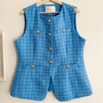 Endless Rose  Tweed Tailored Blue Jacket Vest Size XL Photo 0