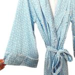HALSTON X HOMEBODII Cleveland Robe Luxury Satin HH Print Sz Sm‎ Blue Photo 4