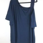 Bloomchic  Plain Contrast Lace One Shoulder T-shirt Navy Blue 26 Photo 0