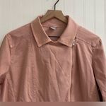 Chico's Elongated Moto Jacket Twill Asymmetrical Zip Front in Peach Pink Size 3 Photo 5