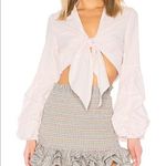 NWT Petersyn Silvia Long Sleeve Cotton Cropped Top w/ Bell Sleeves, Roses‎ Pink Size M Photo 14