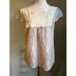 HD in Paris Anthropologie Lace Top Short Sleeve metallic tan 8 boho cottage Y2K Photo 2