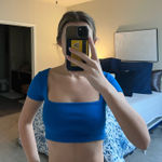 ZARA Blue  Square Neck Crop Top Photo 0