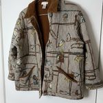 Jones New York vintage horse bit & hounds tooth corduroy collar chore coat PL Photo 7