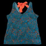 Lily Star  beautiful vibrant teal & orange wrap back tank top w/ orange ties Photo 1