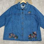 North Crest  Vintage Denim Button Down Shirt Embroidered Bird Size 3X Photo 2