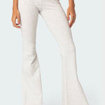 Edikted Light Grey Foldover Flared Leggings Photo 0