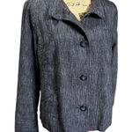 J Jill Blazer Jacket Dark Blue‎ Black Woven Office Career Corporate Mature Thick Size M Photo 0