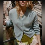 Doen Petra Alpaca Merino Wool Crewneck Button Knit Cardigan Sweater S Blue Photo 1