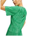 Good American NWT Kelly Green Satin Plisse Pleated Top Sz 00/0 Photo 2