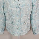 Liz Claiborne  Blue Floral Blazer Size 12 Blue Jacquard Blazer Photo 2