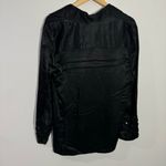 ZARA NWT ‎ Black Satin Blouse With Embellished Jeweled Wide Cuffs Size Small Photo 2