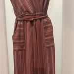 MONTEAU Rose Striped Sleeveless Jumper Size L Leg Slits Sash at waist Beach Fun Pink Size L Photo 2