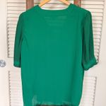 Lauren Ralph Lauren Green Pleated Sleeve V Photo 1