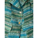 Arrata Jacket Coat Green Turquoise Size Small NWOT Cream Collar Boho Indie Blue Photo 4