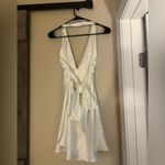 ZARA satin effect white halter mini dress Photo 4