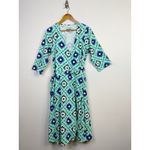 Snag Tights Blue Pearl Moroccan Print Cotton Blend Wrap Dress womens F 16 18 Photo 1