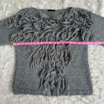 KKIBO Baby Alpaca Gray Fringe Knit Boatneck Sweater S/M Size M Photo 3