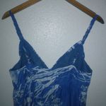 Old Navy L Sleeveless Rope Straps Pocketed Aloha Maxi Dress in Blue White Photo 4