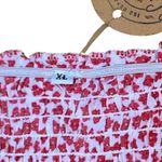 Romper Red and White Floral Strapless Jumpsuit with Pockets •Size XL Multiple Photo 9