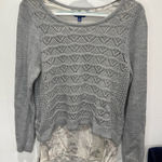 Apt. 9  Gray Knit Long Sleeve Sweater Layered Floral Tank Women'‎ Size Medium Photo 0