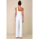 Lulus NWT  Devoted to Fun Ivory One-Shoulder Sleeveless Jumpsuit Classy Chic XL Photo 2
