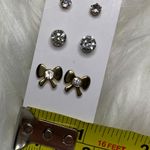 NWOT Gold Stud Faux Diamond/ Bow Earring Photo 5