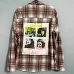 Handmade Brown Plaid Shirt with The Beatles Graphic XL Photo 6