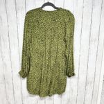 H&M Dress Women Size 2 Green Animal Print Long Sleeve Tunic Midi Button Front Photo 6