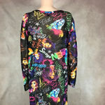 ROUGE NYC Graffiti Printed QUEEN Savage High Slit Mesh Dress 4X Black Photo 7