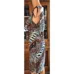 Connected Apparel Teal Brown Black Floral Sleeveless Knee Length Dress Size 8 Photo 2