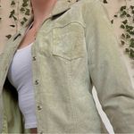 Live a Little  Y2K 100% Leather Sage Green Leather Button Jacket Photo 4