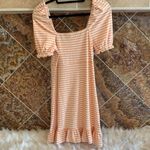 VERO MODA  Tangerine and White Ribbed Ruffle Mini Dress Juniors Size Medium NWOT Photo 3