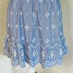 BB Dakota  NWT Ruffled Embroidered Eyelet Blue & White Dress Medium Photo 5