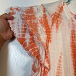 Knox Rose  Tie Dye White Orange Lace Ruffled Knit Blouse Size XL EUC #0920 Photo 3