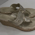 Jack Rogers  Old Money Designer Marbella Mid Wedge Sandals Gold Leather Shoes 10M Photo 0