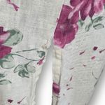 Vintage 90s Maxi Dress Cream Linen Purple Floral Script Print Sleeveless Lace Size undefined Photo 12