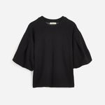Madewell  Puff Sleeve Sweatshirt Tee in Jet Black, Size Medium Photo 4