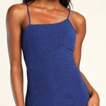 Lulus LULU’S Take Me Anywhere Cobalt Sparkly Asymmetrical Bodycon Mini Dress Photo 0