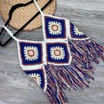 Bohemian crochet knit fringe sleeveless‎ top festival Size M Photo 3