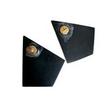 Vintage Inlaid Geometric Earrings – Aztec Art Deco Style Studs Blue Photo 5