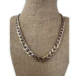 Vintage Gold Tone Cuban Chain Necklace Flat Unisex Lobster Clasp Adj 16" + 2.5" Photo 0