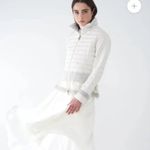 BRAND NEW Sosken Designer White Down Puffer Longline Fur Trim Jacket Coat XL XXL Silver Photo 2