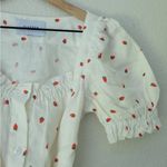 NWOT Sleeper Brigitte Belted Strawberry Printed 100% Linen Voile Mini Dress XL White Photo 10