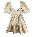 Aritzia Wilfred Opera Dress Womens M Tan Cream Taffeta Tie Bow Babydoll Romantic Size M Photo 9