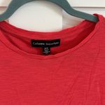 Catherine Malandrino  Women's M Tulip Sleeve Tee Shirt Rose Red Elevated Basic Photo 2