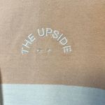 The Upside *Rare* Lace Up Jersey Oversize Popover Sweatshirt Sz S/US6 Stripped Tan Photo 3