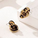 Leopard Gold and Black Knot Earrings Photo 3