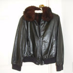 Vintage Black Leather/Fur Reversible Bomber Jacket Photo 1
