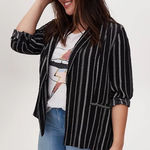 Torrid NWT Black &White Geo Stripe Woven Boyfriend Blazer 2X Photo 0